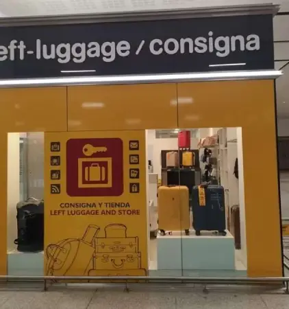 Left luggage at Malaga Airport and shop